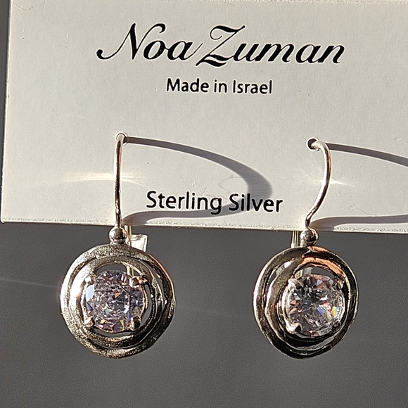 Noa Zuman Made in Israel Sterling Silver Zirconia Earrings - Picture 8 of 13